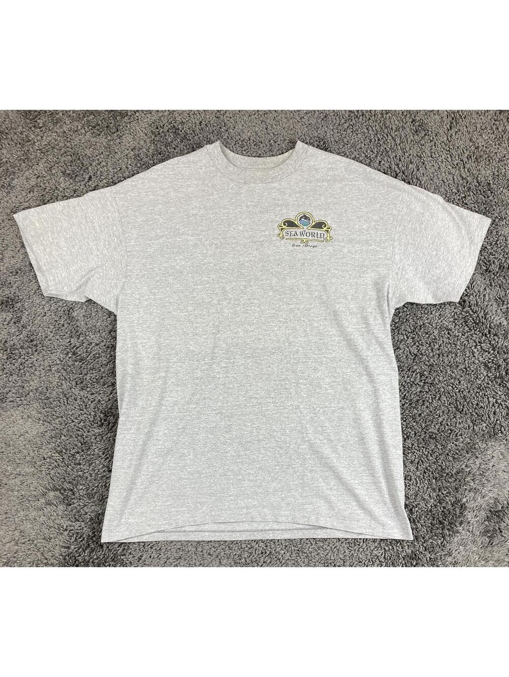 Vintage SeaWorld San Diego Shamu T Shirt Gray 90s Orca Whale Anvil USA Made XL